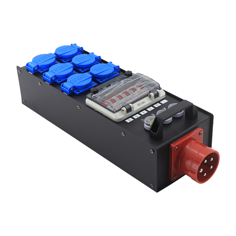 Mini Portable 32A 5-Pin Power Distributor | 7-Channel Waterproof Power Splitter with Europe Plug Output